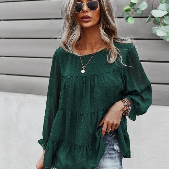 VINTAGE BOHO CHIC LAYERED BELL SLEEVED BLOUSE - Picture 1 of 9